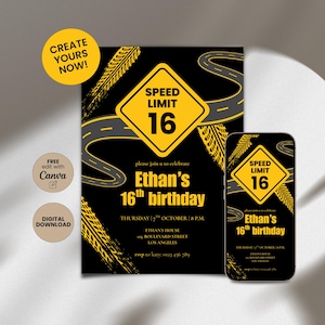 16th Birthday Invitations for Boys, Editable Digital Template, Fun Party Invite, Digital Download for Teens, Sweet Sixteen Evite Teenager