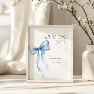 Custom Blue Bow Birthday Sign, Editable Template for Party Decor (Digital Download) LF20