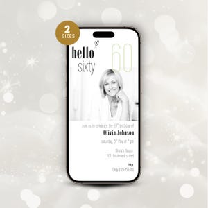 Digital 60th Birthday Invitation with Photo, Sixty Party Invitation Template, 60th Birthday Invite, Sixty Birthday Evite, 60th Anniversary