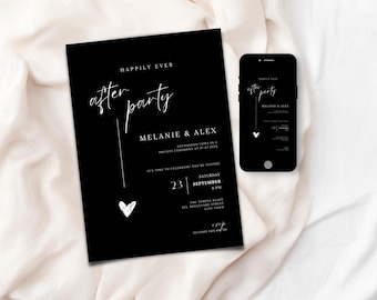 Happily Ever After Party Invitation - Wedding Reception Invite, Editable Evite Template (Digital Download) DN03