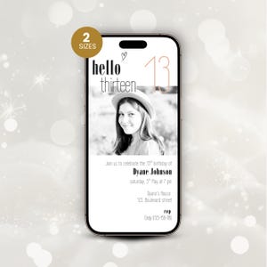 13. Geburtstag einladen mit Foto, Dreizehn Geburtstagsfeier Digitale Einladung, 13. Geburtstag einladen, elektronische 13. Geburtstag Evite Jungen und Mädchen