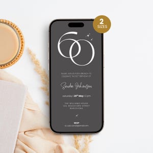 60th Birthday Invitation Template, Digital Sixty Party Invite, 60th Birthday Evite, 60th Birthday Brunch Invitation, 60th Anniversary Mobile