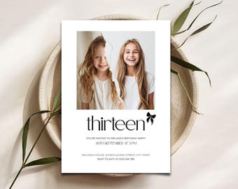 13th Birthday Invitation Photo Template - Editable Modern Teens Party Invite - Digital Download
