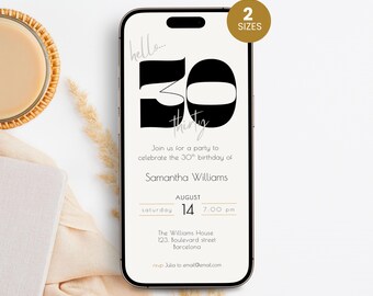 30th Birthday Invitation Template: Editable Electronic Whatsapp Evite (Digital Download)