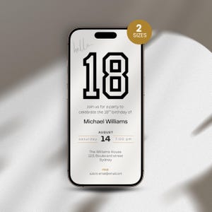 18th Birthday Invitation Template, Eighteen Birthday Party Digital Invite, 18th Birthday Invite, Electronic, 18th Bday Invite Evite for Man