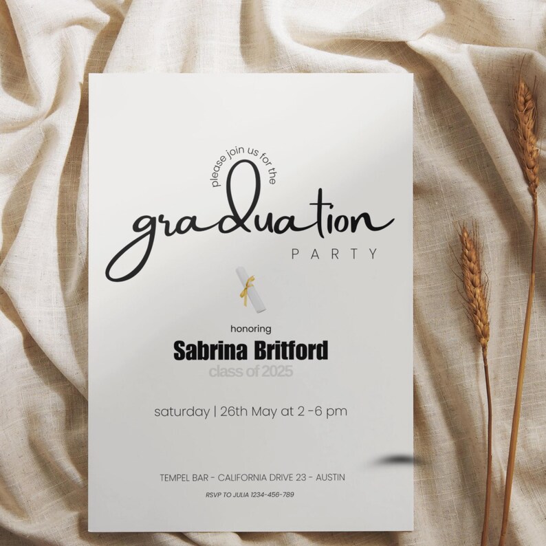 Digital Graduation Party Invitation Template - Grad Invite 2025 ...