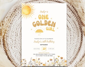 Invitaciones de cumpleaños doradas para niña de 10 años - Invitación imprimible para fiesta dorada (descarga digital)