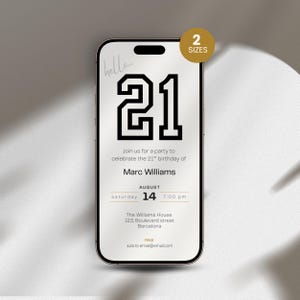 21st Birthday Invitation Template, 21st Birthday Party Invitation, Minimal 21st Birthday Invite, Editable Digital 21st Bday Evite for Him
