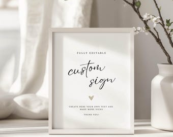 Plantilla editable de letrero de mesa personalizado para bodas y despedidas de soltera (descarga digital) DN01