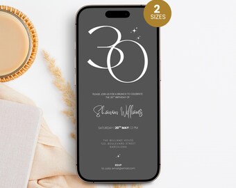 Elegant Minimal 30th Birthday Evite Template: Minimalist Mobile Invitation (Digital Download)