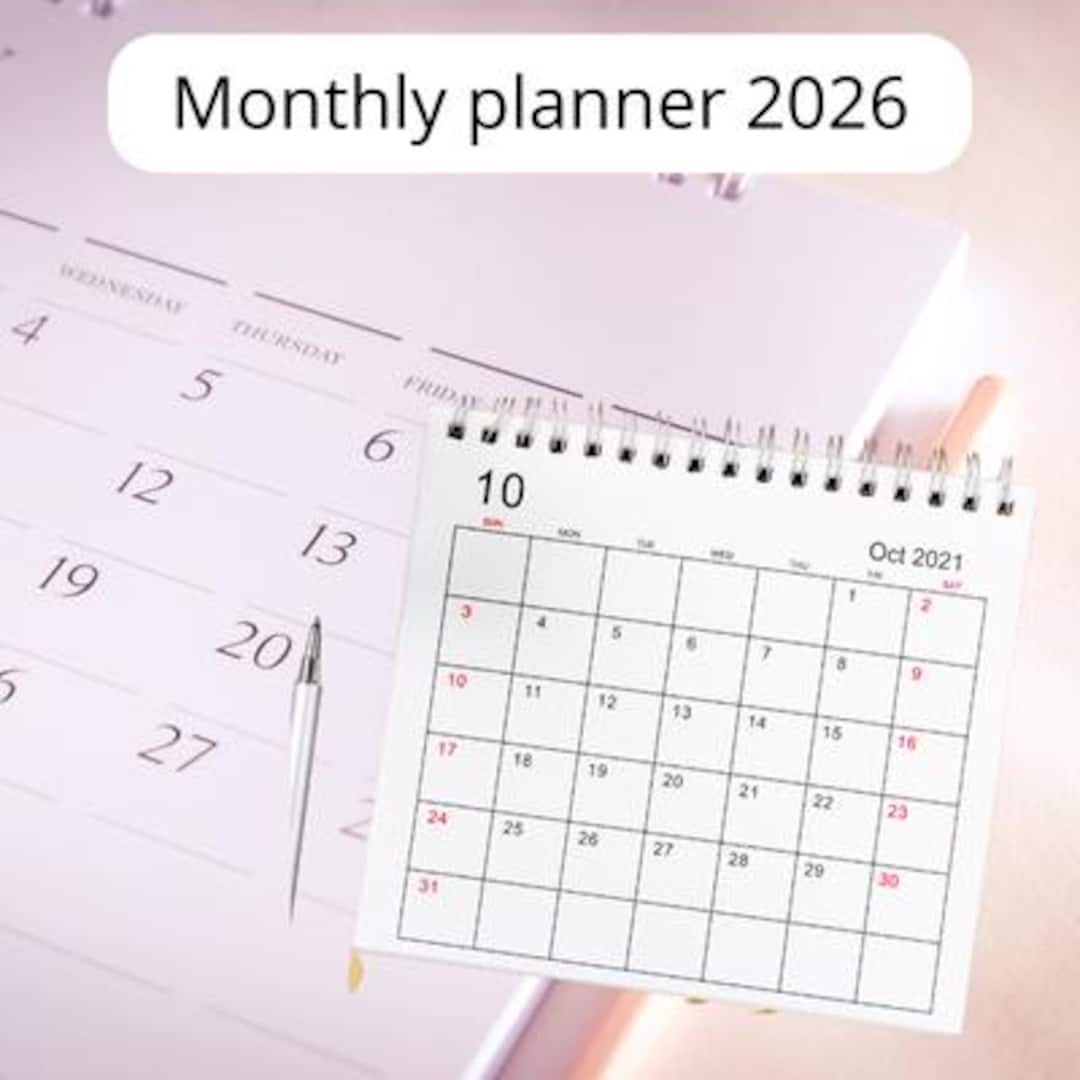 2026 Calendar ,2026 Monthly Planner , Starts on Sunday , Starts on ...