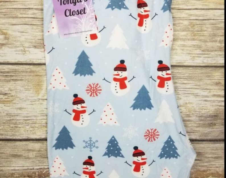Plus Size 12-20 Snowman Holiday Christmas Tree Womens Leggings