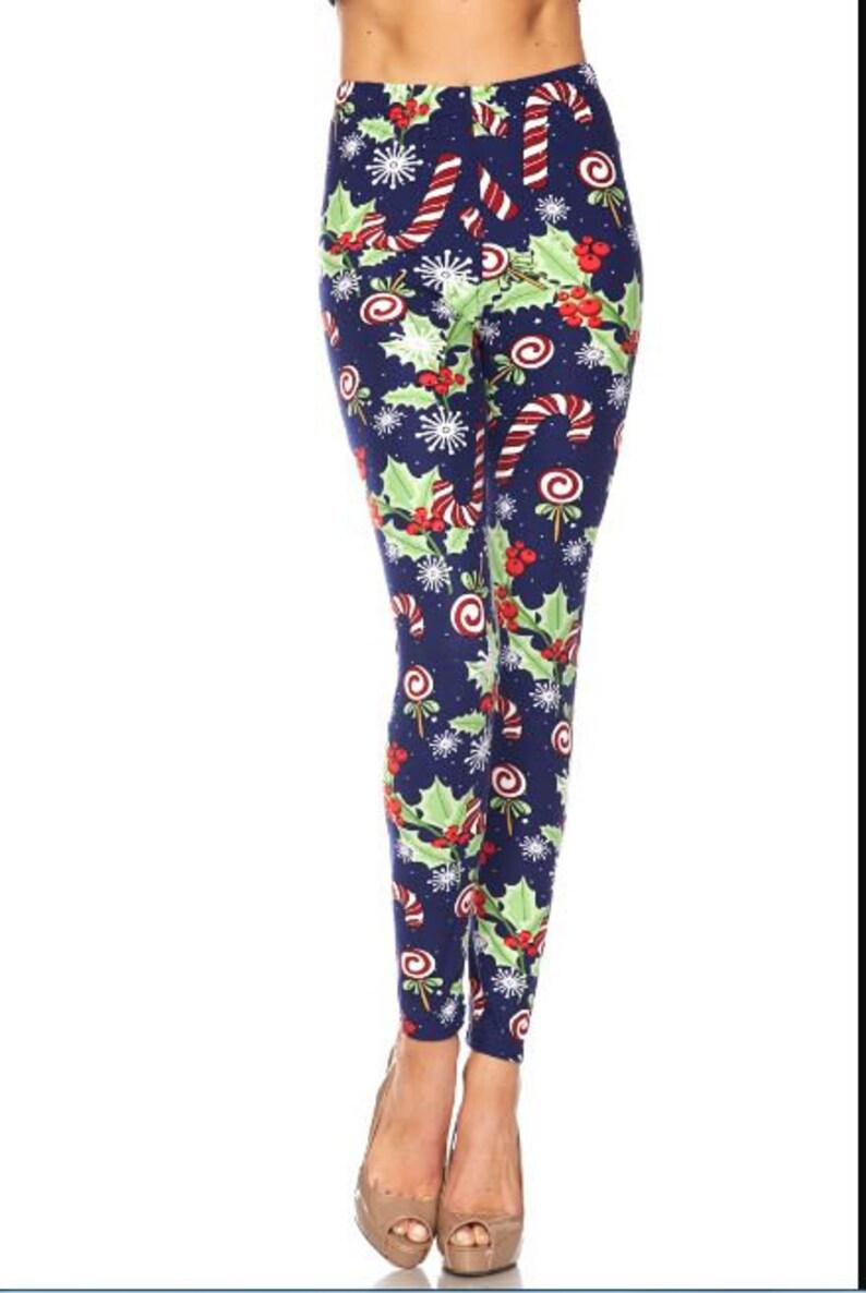 Extra Plus Size Candy Cane Christmas Leggings Fits sizes 1622 Etsy