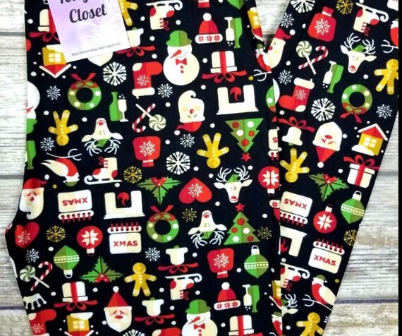 black and white holiday leggings
