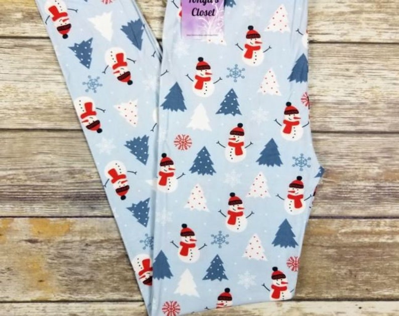 Plus Size 12-20 Snowman Holiday Christmas Tree Womens Leggings