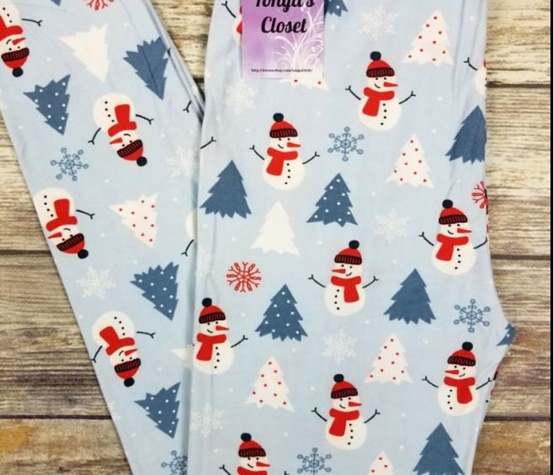 Plus Size 12-20 Snowman Holiday Christmas Tree Womens Leggings
