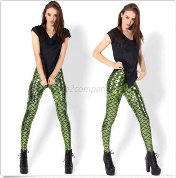 green shimmer leggings