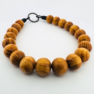 Beaded Dog Collar Slip-on Natural Wood Swirls Nature Collection | Dainty Days