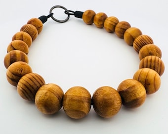 Beaded Dog Collar Slip-on Natural Wood Swirls Nature Collection | Dainty Days