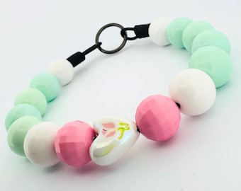 Beaded Dog Collar Slip-on White Heart Valentine's Collection | Dainty Days