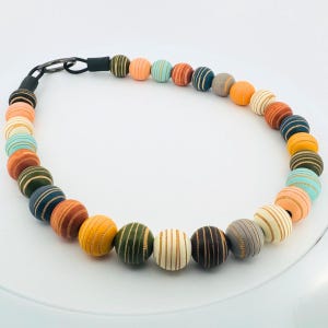 Beaded Dog Collar Slip-on Colored Wood Swirls Nature Collection | Dainty Days