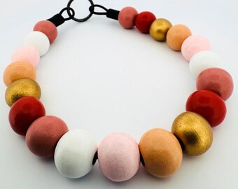 Beaded Dog Collar Slip-on Pink / Peach Nature Collection | Dainty Days