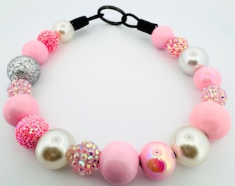 Beaded Dog Collar Slip-on Pink Shine Glossy Traditional Collection | Dainty Days