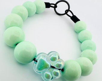 Beaded Dog Collar Slip-on Teal Paw Traditional Collection | Dainty Days