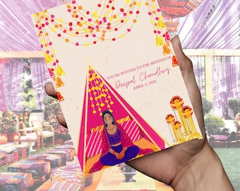 Invitación digital de mehndi/Plantilla editable de mehndi/Invitación para una noche de henna/Descarga de Canva/Despedida de soltera del sur de Asia/Invitación de mehndi/PDF de mehndi