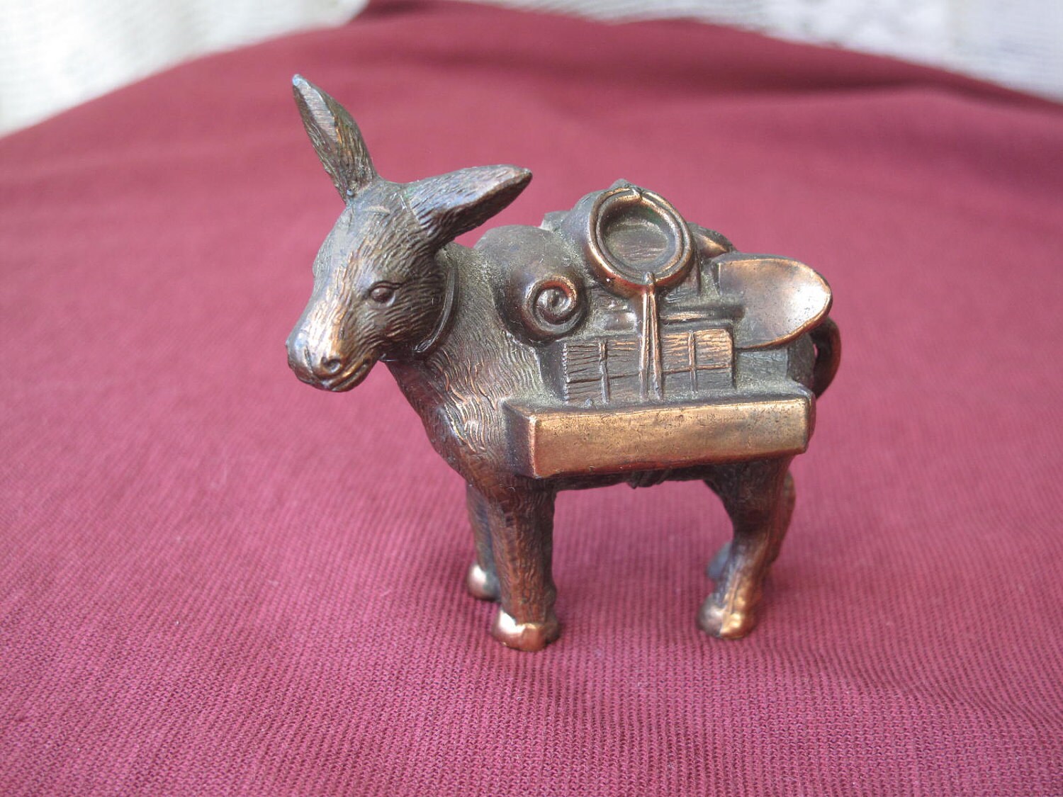 Vintage Miniature Donkey / Burro Figurine / Copper Tone Metal Etsy