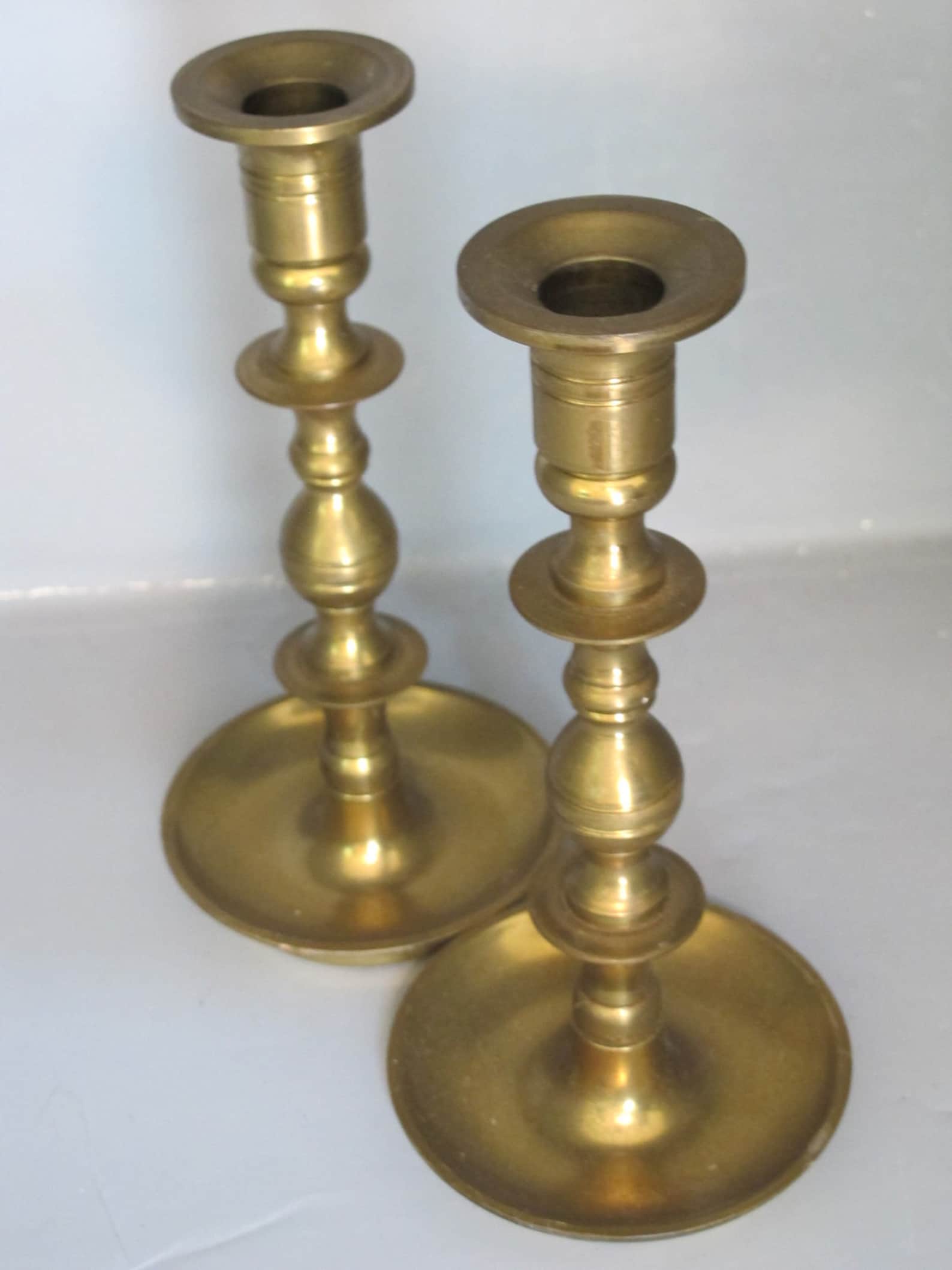 Vintage Brass Candle Holder Set of 2 / Classic Design Solid Etsy