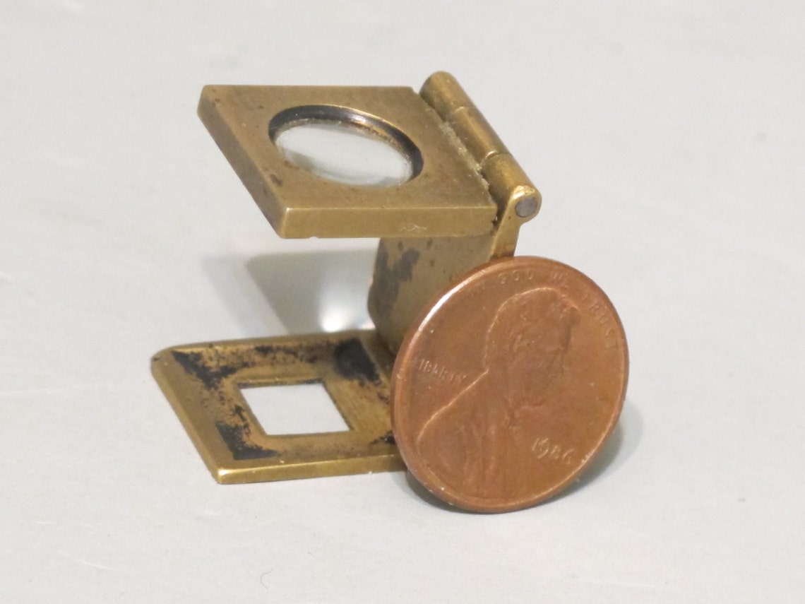 Vintage Brass Miniature Folding Brass Magnifying Glass / Rare Etsy