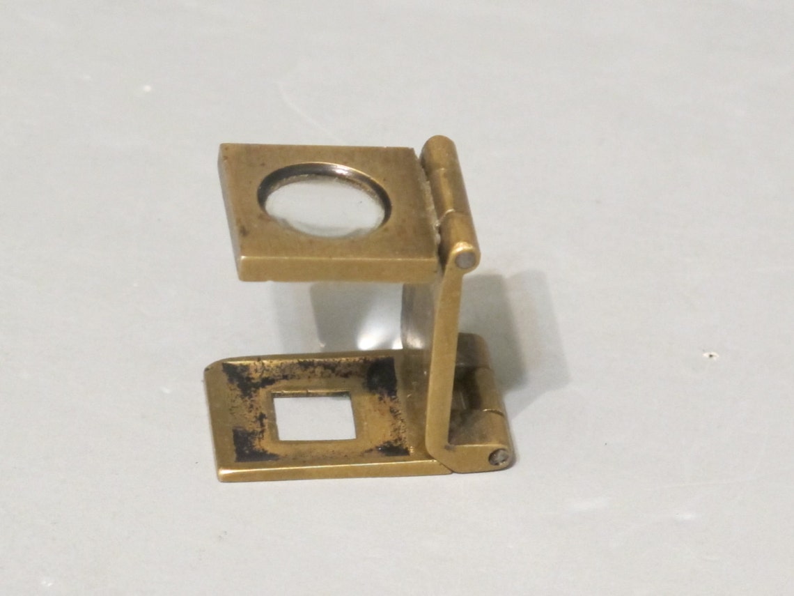 Vintage Brass Miniature Folding Brass Magnifying Glass / Rare Etsy