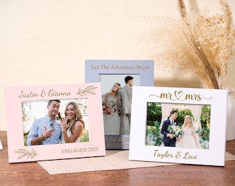Engraved Photo Frame, 4x6 5x7 Picture Frame, Custom Engagement Couple Picture frame, Wedding Photo Frame, Family Personalized Photo Frame