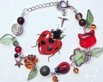 Whimsy twee cottagecore ladybug bracelet