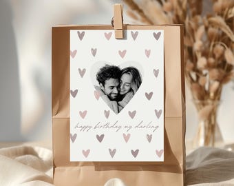 Personalized Birthday Card for Couples - Happy Birthday My Darling - Custom Photo Digital Card - Printable Love Gift - Instant Download