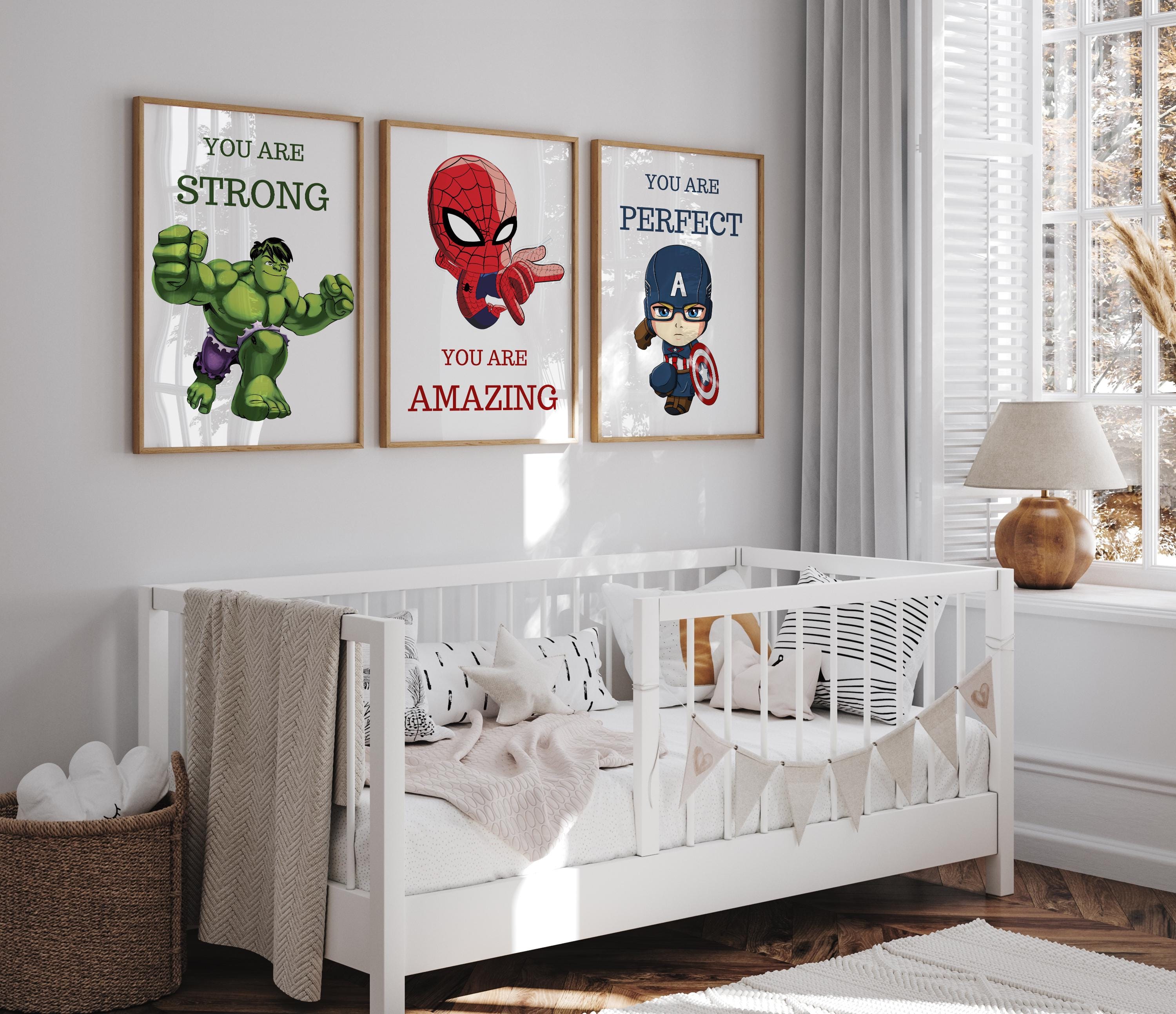 Set of 3 Superhero Nursery, Superhero Wall Art Set - Kids Room Decor ...
