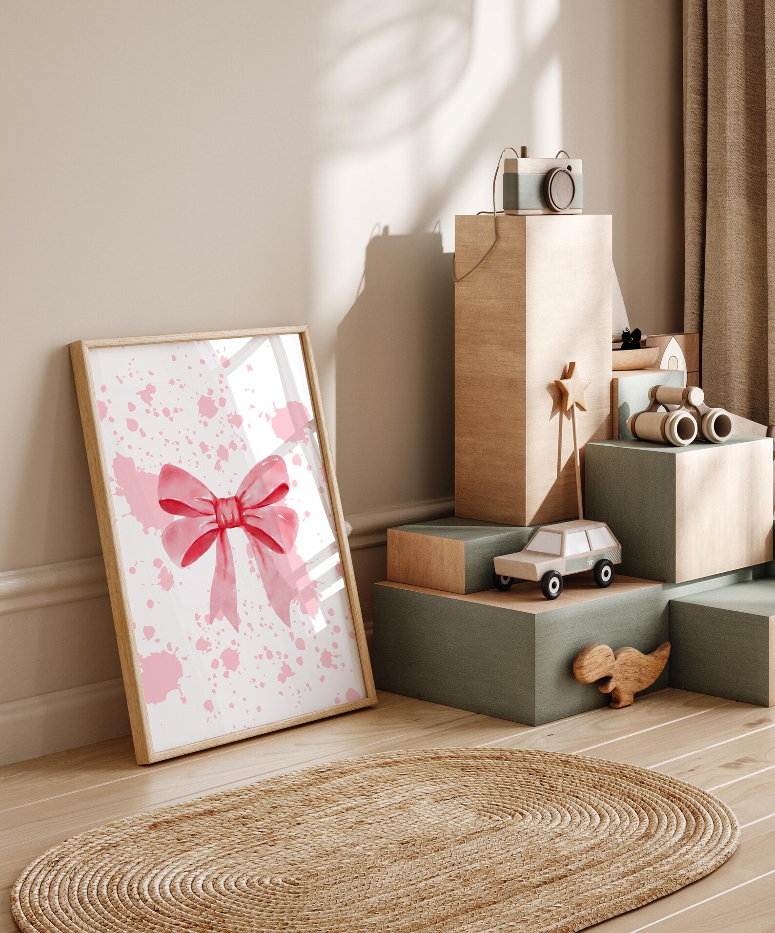 Pink Bow Wall Art Set for Girls Room | 3-piece Digital Print | Bow ...