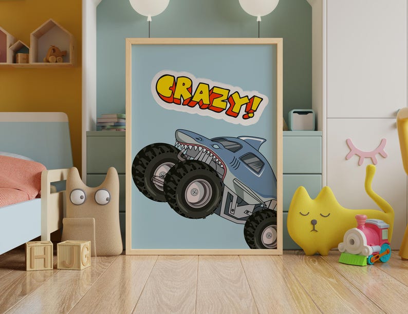 Printable vehicle wall art for boys room
