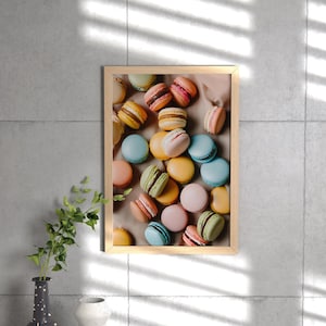 Colorful Macaron Wall Art Print, Modern Kitchen & Living Room Decor, Digital Download, Macaron Art, Home Decoration, French Sweet Treats Art