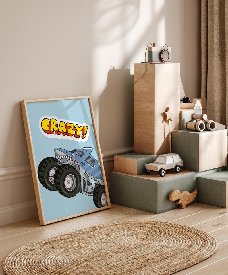 Instant download monster truck art for boys room