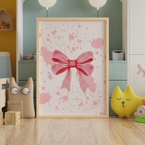 Pink Bow Wall Art Set for Girls Room | 3-piece Digital Print | Bow ...