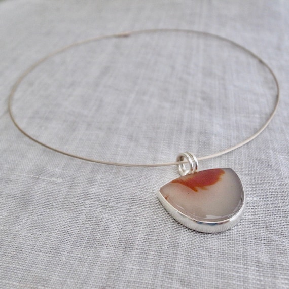 sterling silver pendant - apache agate