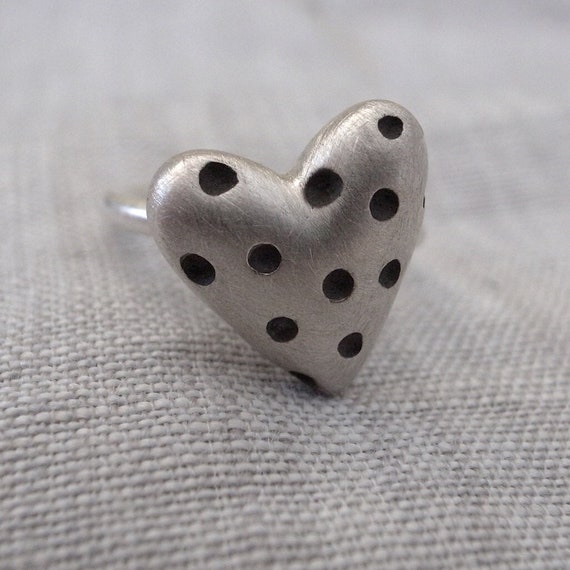 heart stack ring - large polka dot