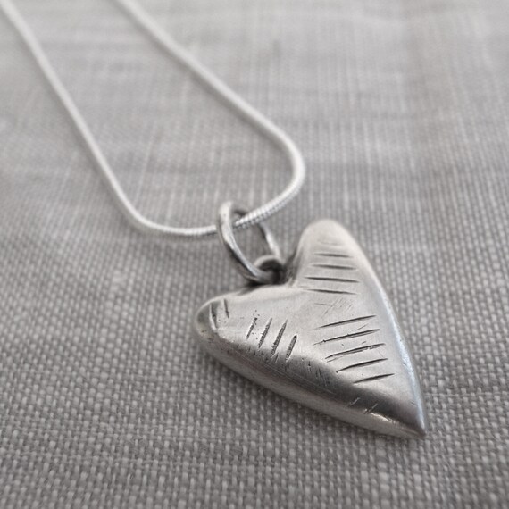 heart pendant - scratched heart