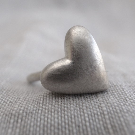 large heart stack ring - sterling silver