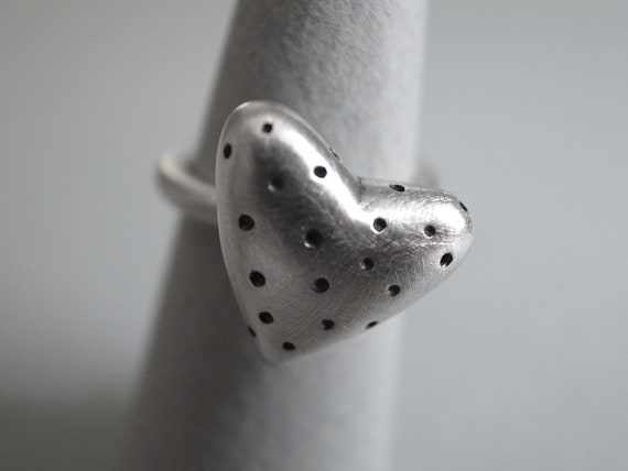 heart stack ring - silver - polka dot heart