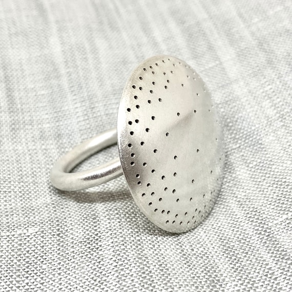 round sterling-silver polka-dot ring