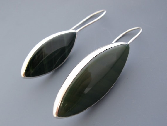 imperial jasper leaf earrings - sterling silver