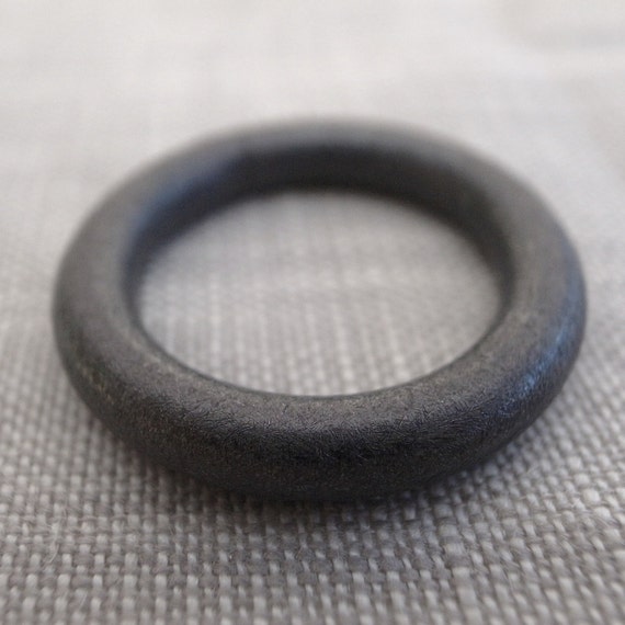 black stacking band - 6 gauge - fine silver